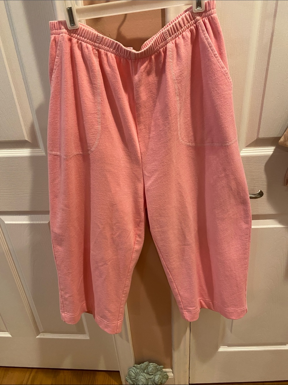 fresh produce Pink Cropped Cozy Wide-Leg Lounge Pants